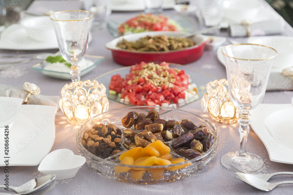 food table for celebration .ramadan concept.