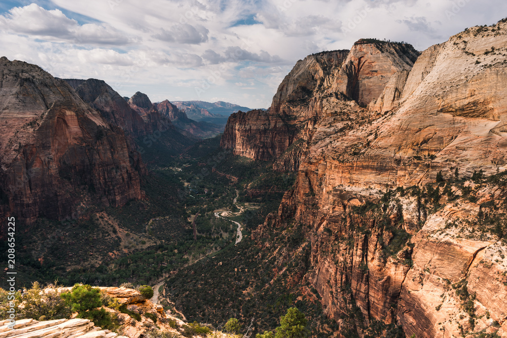 Zion national park: Aerial scenic view of rock formations in Utah, USA Zion national park: Aerial scenic view of rock formations in Utah, USA