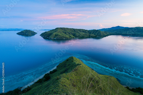 Top view of 'Gili Lawa' after sunset, Komodo Island (Komodo National Park), Labuan Bajo, Flores, Indonesia © Thrithot
