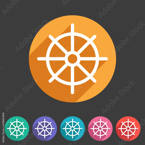 dharma wheel dharmachakra buddhism icon flat web sign symbol logo label
