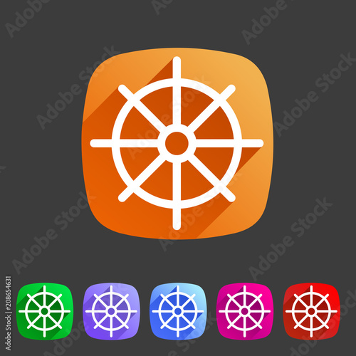 dharma wheel dharmachakra buddhism icon flat web sign symbol logo label