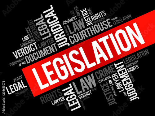 Legislation word cloud collage, business concept background