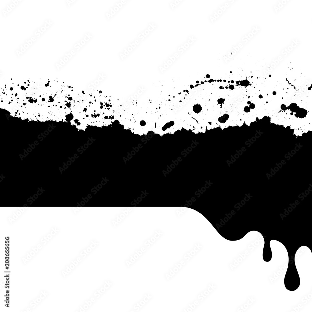 Abstract grunge splash background. Black paint splatter and streaks. Art  banner with ink blots. Stock Illustration | Adobe Stock