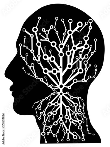 human head with circuit tree