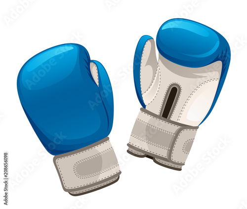 Boxing blue gloves on a white background