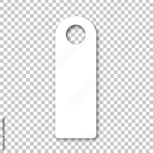 Vector realistic isolated door hanger sign for decoration and covering on the transparent background. Concept of advertising mockup.