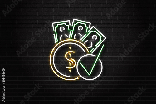 Vector realistic isolated neon sign of cash loans logo for decoration and covering on the wall background. Concept of fast money and financial crisis.
