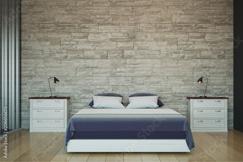Modern bedroom with copyspace