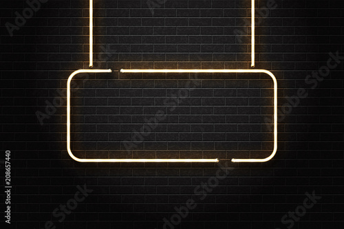 Vector realistic isolated neon sign of frame for decoration and covering on the wall background. Concept of signboard, night club and restaurant.