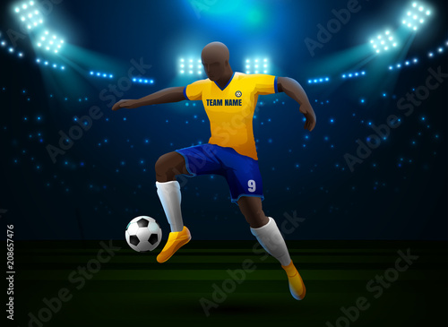 soccer player with field stadium background © gorralit