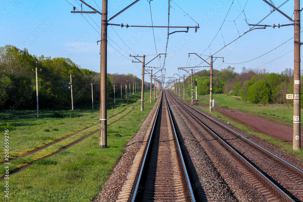 A railway bed going away to distance