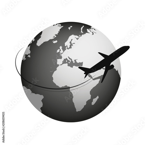 flugzeug fleigt um die erde