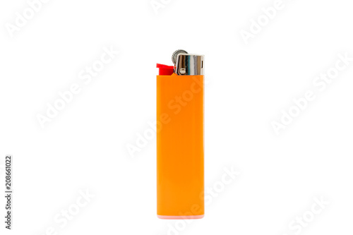 Orange lighter isolated on white background, with clipping path. Design element.