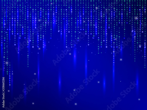 Matrix blue background. Vector illustration.