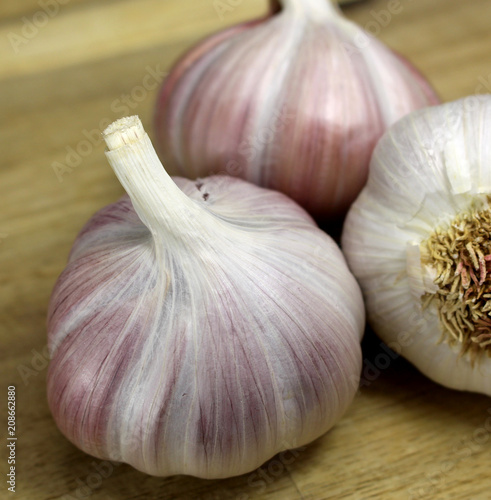 three organic garlic