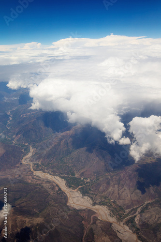 Aerial View - Clouds over Andes Mountains in Cusco, Peru © photolink