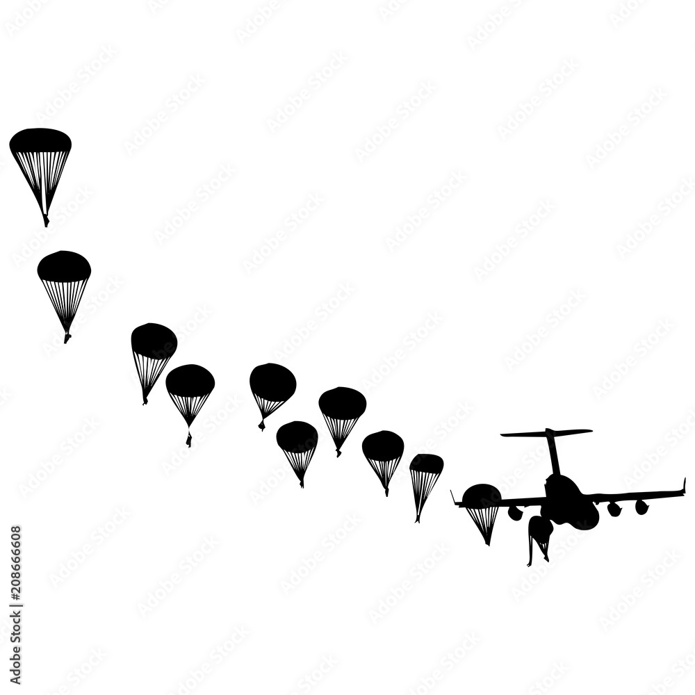 lanzamiento paracaidista - obrazy, fototapety, plakaty 