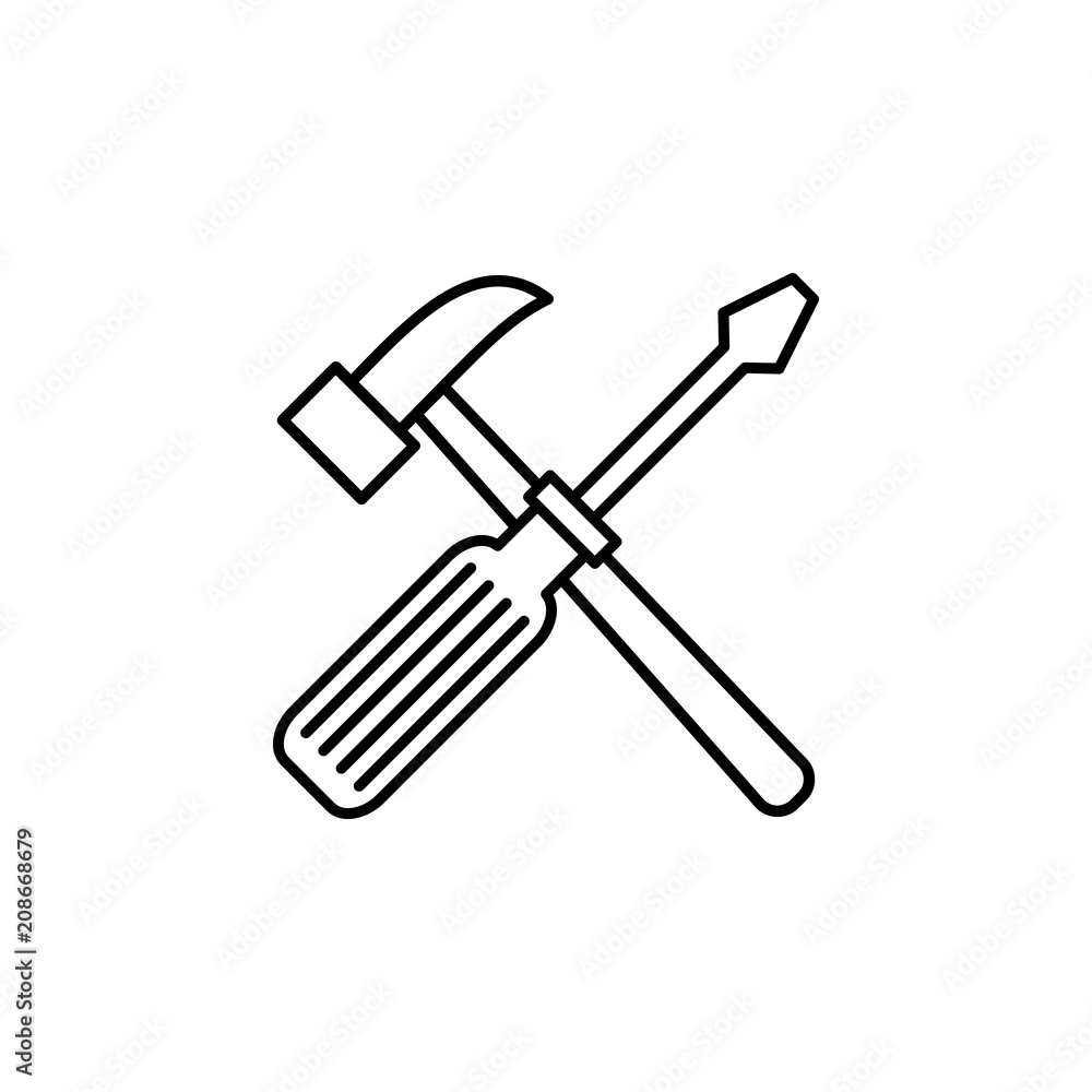 hammer and screwdriver outline icon. Element of construction icon for mobile concept and web apps. Thin line hammer and screwdriver outline icon can be used for web and mobile hammer and screwdriver outline icon. Element of construction icon for mobile concept and web apps. Thin line hammer and screwdriver outline icon can be used for web and mobile