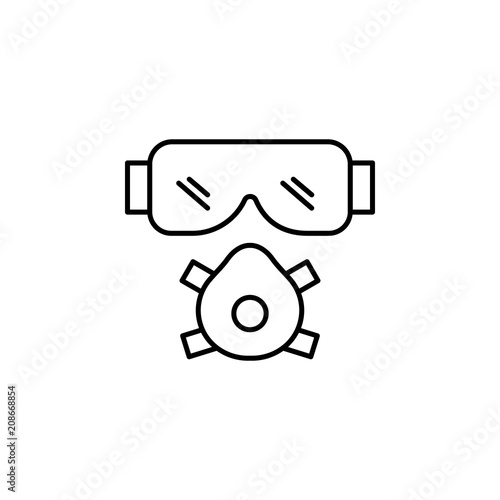 building glasses and mask outline icon. Element of construction icon for mobile concept and web apps. Thin line building glasses and mask outline icon can used for web and mobile