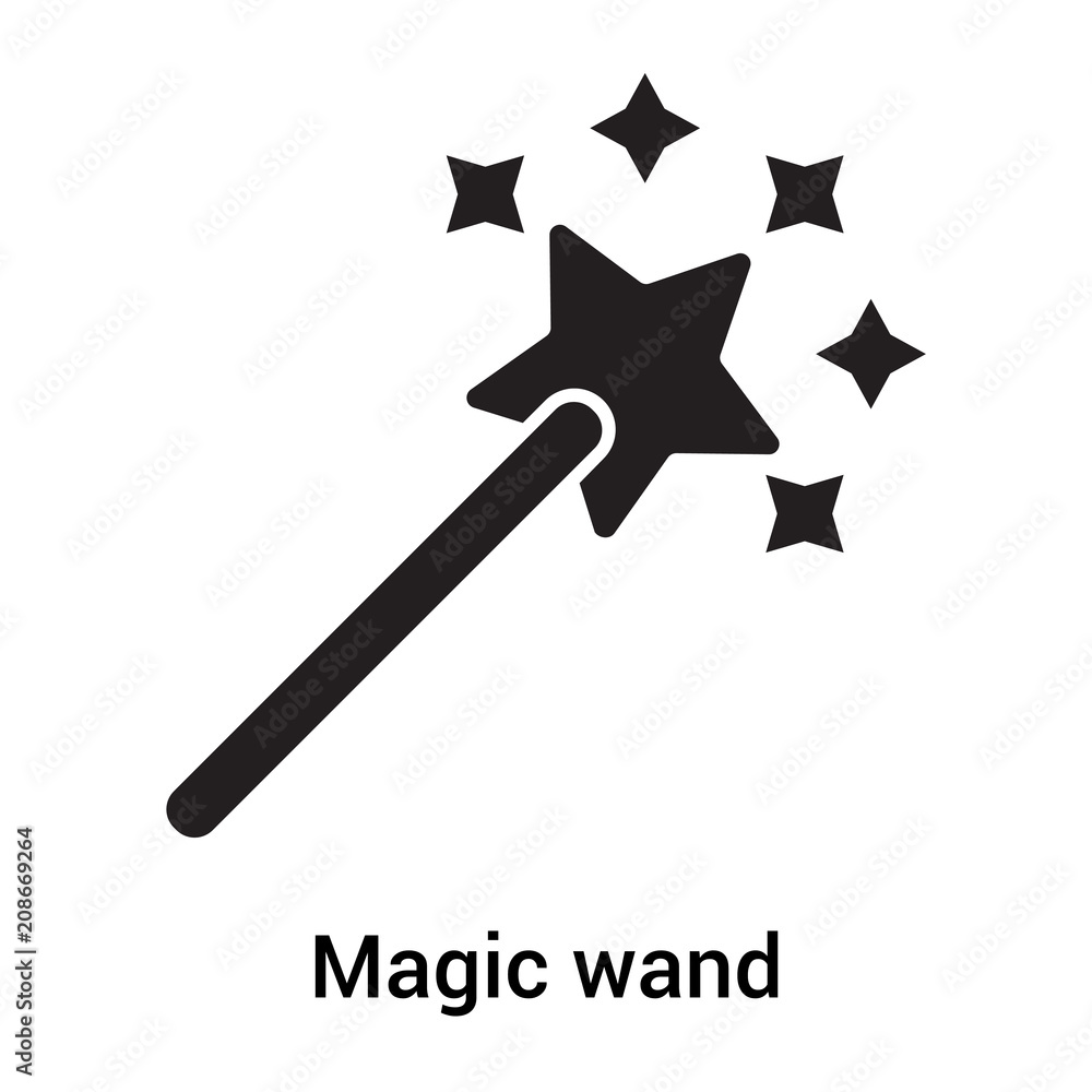 Magic wand icon vector sign and symbol isolated on white background, Magic wand logo concept Magic wand icon vector sign and symbol isolated on white background, Magic wand logo concept