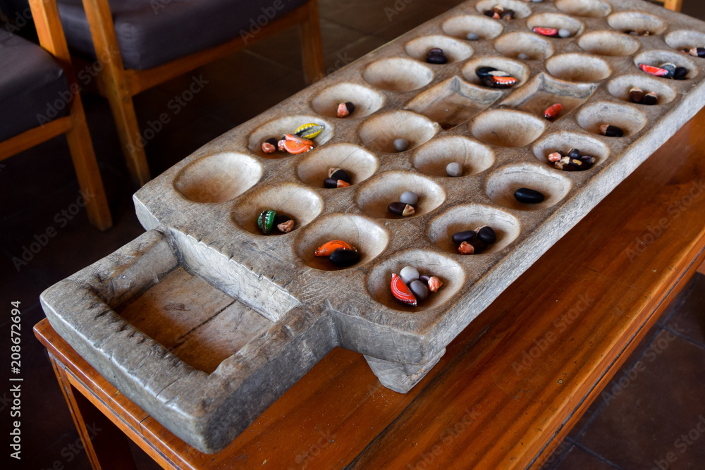 Mancala board game, handcrafted Mancala board game, handcrafted