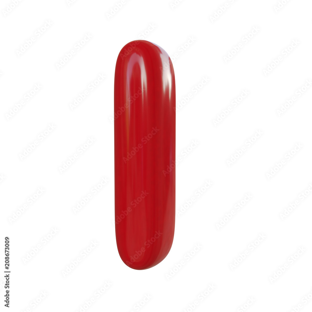 Glossy red letter I. 3D render of balloon font isolated on white background Glossy red letter I. 3D render of balloon font isolated on white background