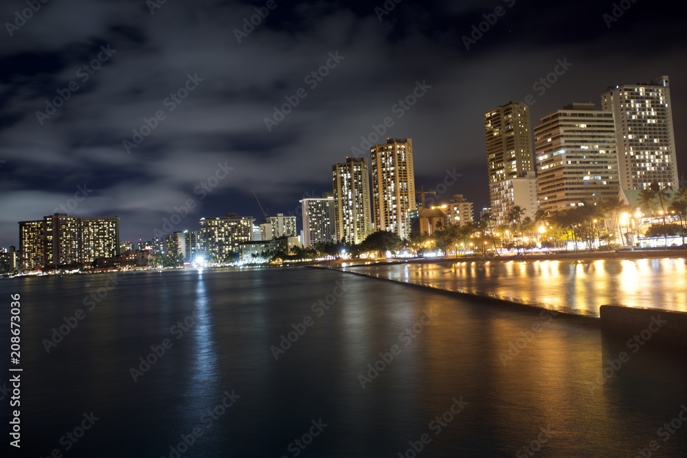 Honolulu skyline at night