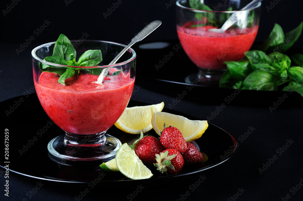 strawberry slushie with basil strawberry slushie with basil