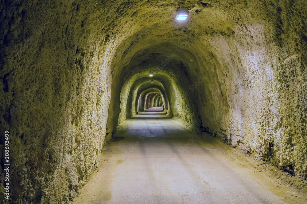 Long winding tunnels in the high mountain. Long winding tunnels in the high mountain.