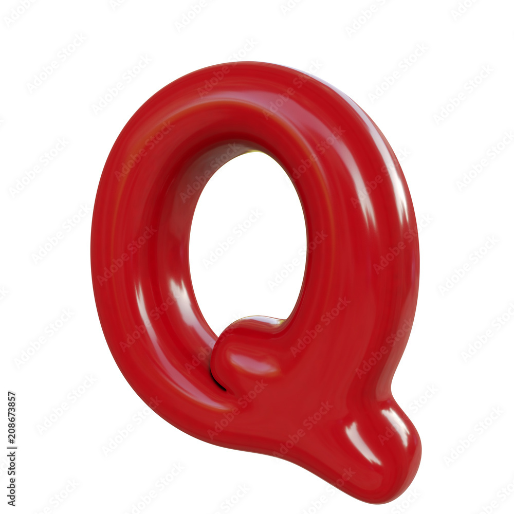 Glossy red letter Q. 3D render of balloon font isolated on white background Glossy red letter Q. 3D render of balloon font isolated on white background