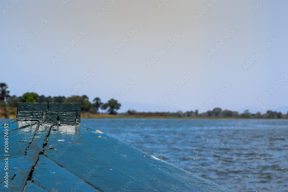 boat view of river in Malawi, Africa