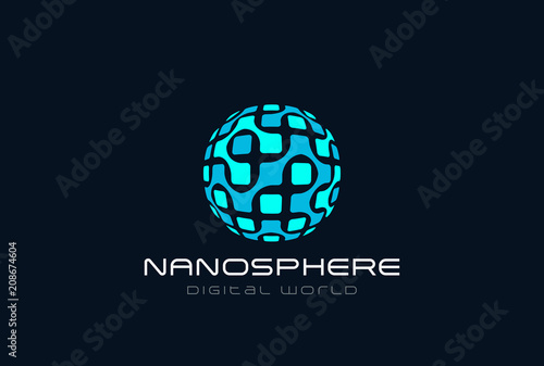 Nanotechnology Molecular DNA Electronics Sphere Logo vector icon