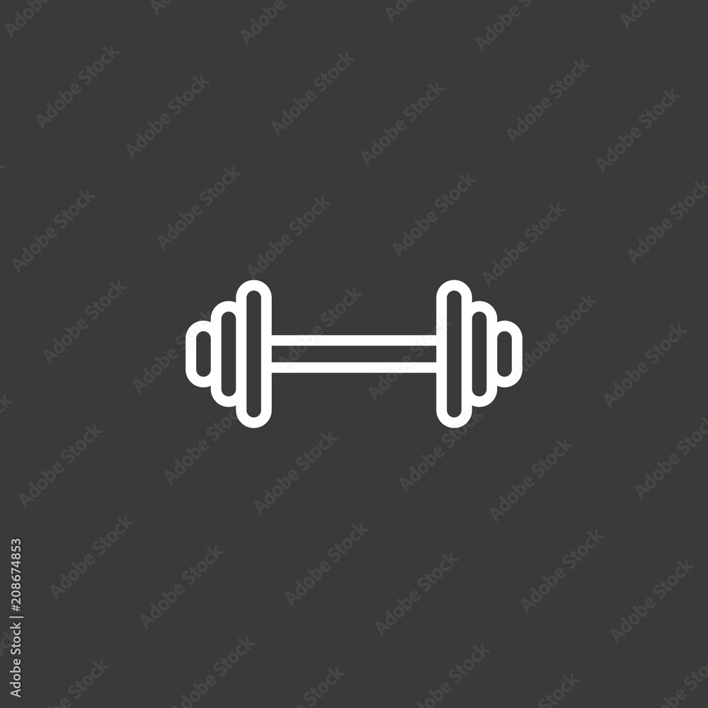 line dumbbell icon on dark background line dumbbell icon on dark background