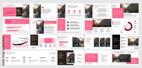 Pink presentation templates elements on a white background. Vector infographics. Use in Presentation, flyer and leaflet, corporate report, marketing, advertising, annual report, banner.