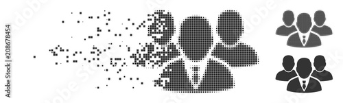 Cuadro en lienzo Grey vector people group icon in dispersed, pixelated halftone and undamaged solid variants