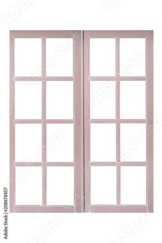 White wood window frame isolated on white background