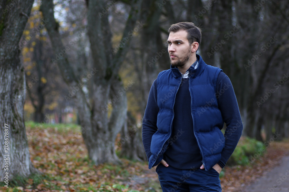 Young beard man in an autumn Young beard man in an autumn
