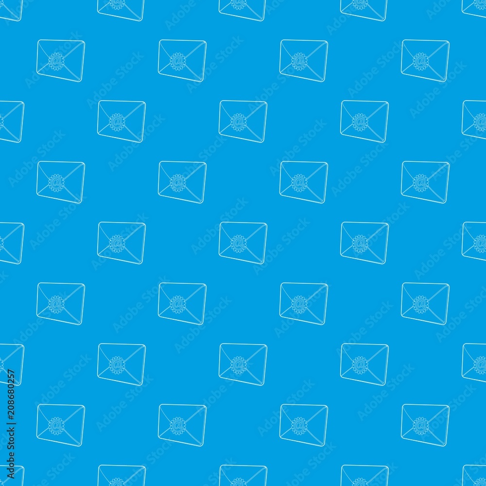 Envelope with email sign seal pattern vector seamless blue repeat for any use Envelope with email sign seal pattern vector seamless blue repeat for any use