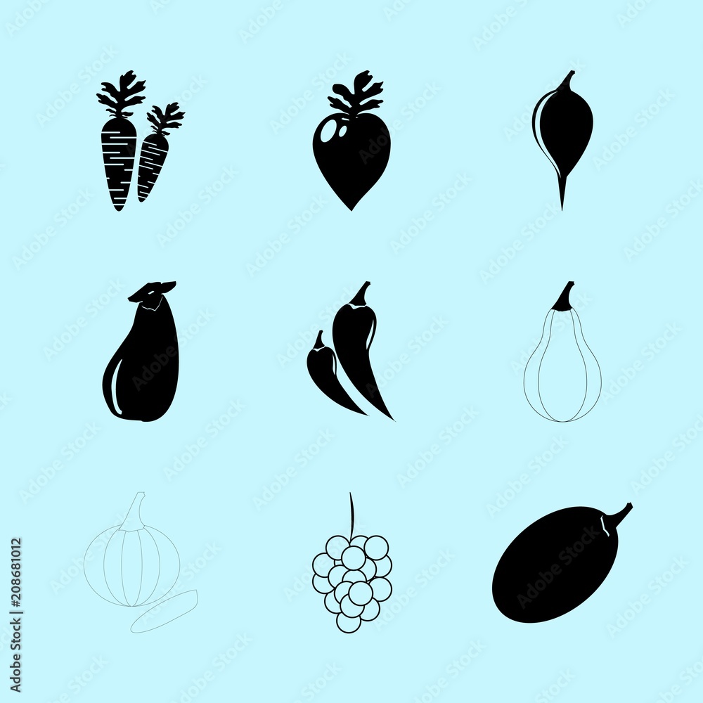 Fruit and Vegetables icons set Fruit and Vegetables icons set
