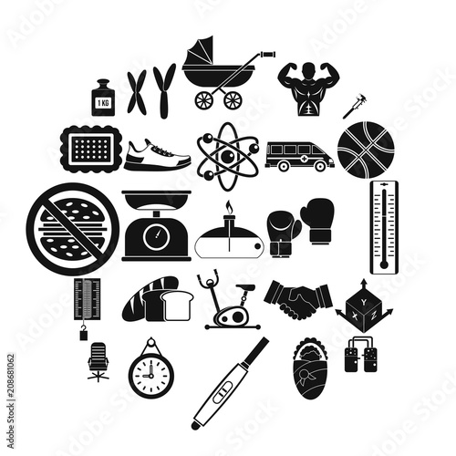 Weighing icons set. Simple set of 25 weighing vector icons for web isolated on white background