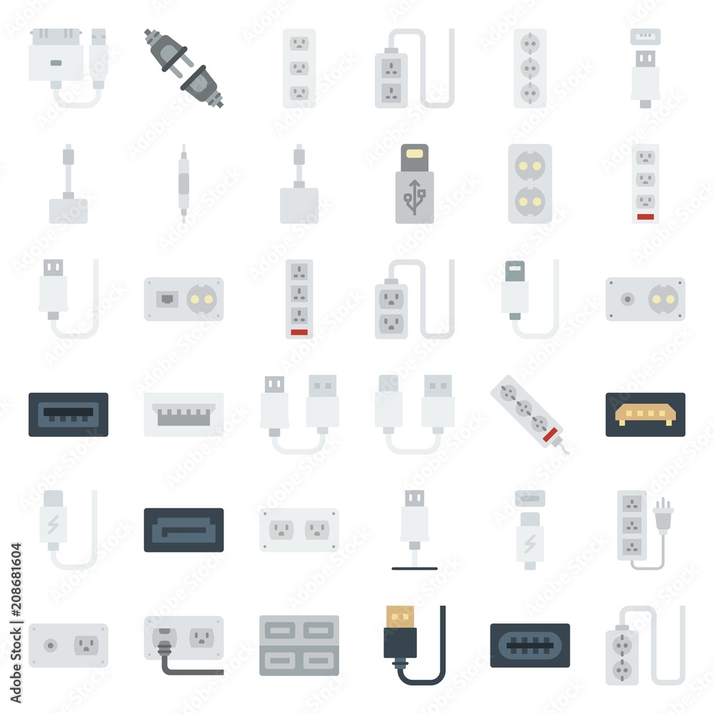 connector cable icons set connector cable icons set