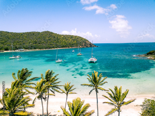 Slika na platnu Aerial view of Mayreau beach in St-Vincent and the Grenadines - Tobago Cays