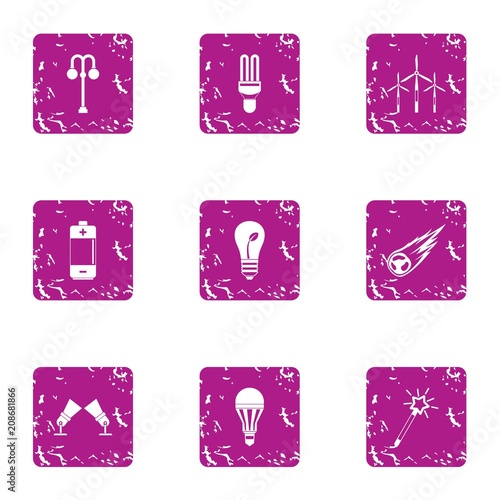 Highlight light icons set. Grunge set of 9 highlight light vector icons for web isolated on white background