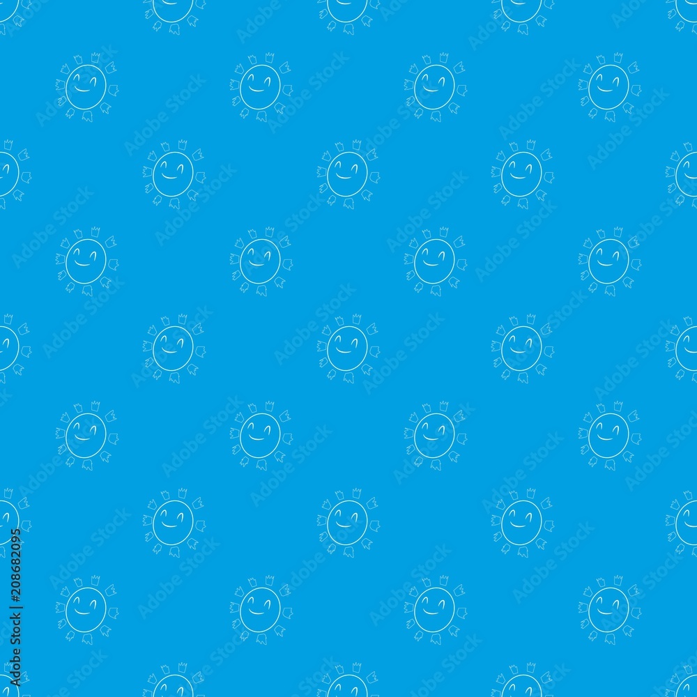 Sun pattern vector seamless blue repeat for any use Sun pattern vector seamless blue repeat for any use