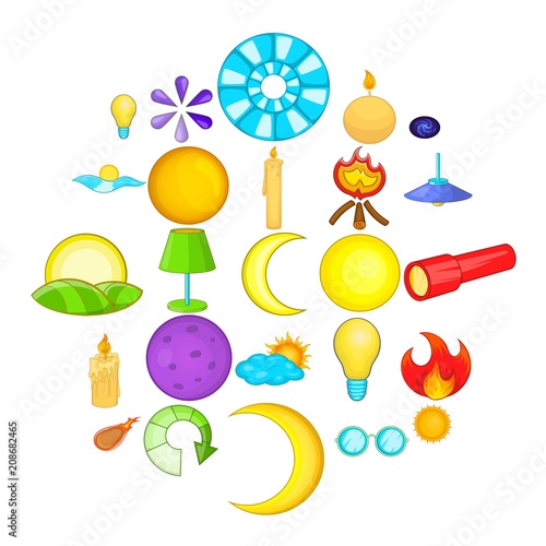 Illuminant icons set. Cartoon set of 25 illuminant vector icons for web isolated on white background