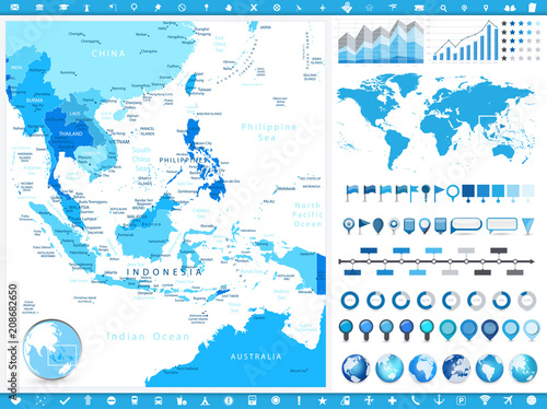 Southeast Asia Map and infographic elements