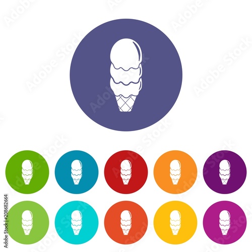 Three balls ice cream icons color set vector for any web design on white background