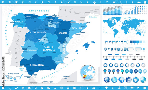 Spain Map and infographic elements