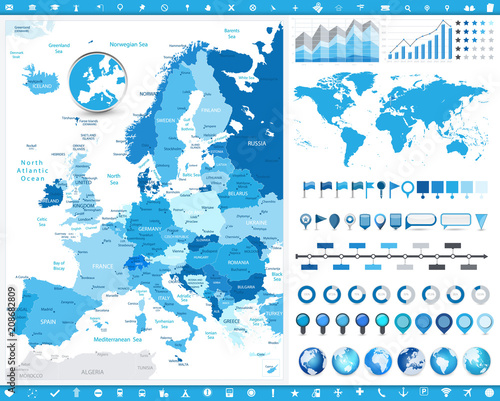 Europe Map and infographic elements