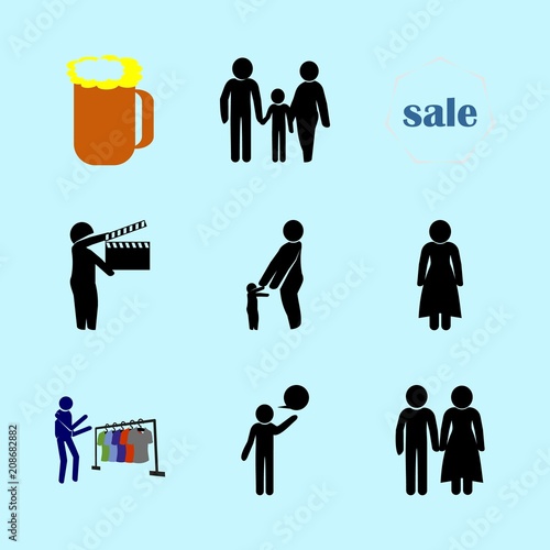 icons about Human with television, speak, emotion, life and character